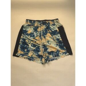 DSG 5" Stride Running Shorts Blue Yellow Abstract Print Built-In Brief S NWT